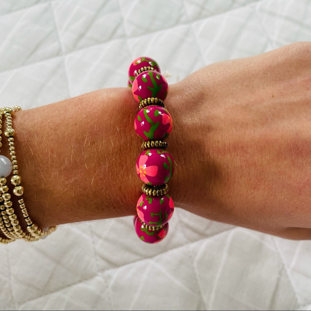 NWT Angela Moore Pink Flowers Classic Bracelet - Picture 5 of 5